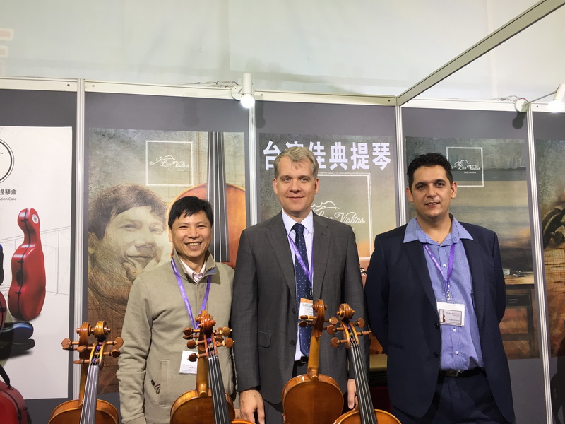 Violins displayed at Lien Violins booth E4B47